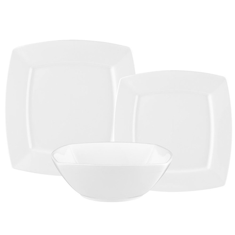 Komplet porcelanowych talerzy obiadowych dla 6 osób 18el Florina Arcadia biały