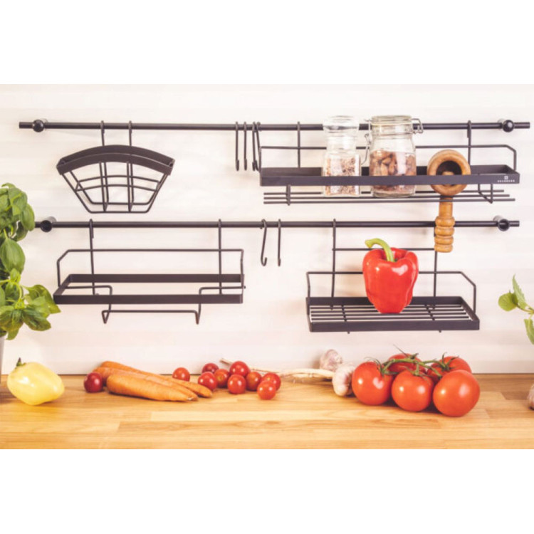 Reling kuchenny czarny Edenberg EB 8516 półka metalowa 16 elementów