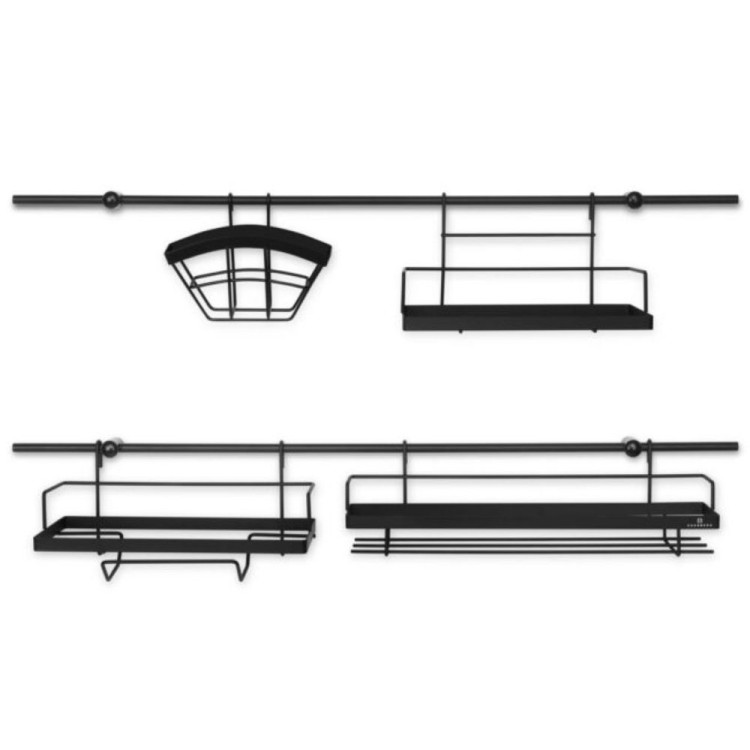 Reling kuchenny czarny Edenberg EB 8516 półka metalowa 16 elementów