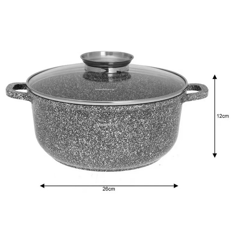 Garnek marmurowy z pokrywką Klausberg KB 7523 5.6L na indukcję 26 cm