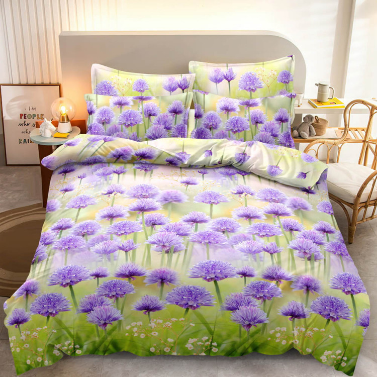 Pościel 200x220 bawełna satynowa 3D Cotton World gruba 3 części 2474 kwiaty koniczyny