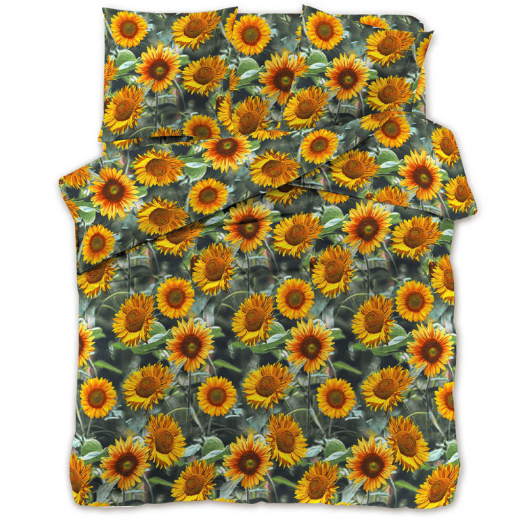 Pościel 200x220 bawełna satynowa 3D Cotton World gruba 3 części 2476 słoneczniki