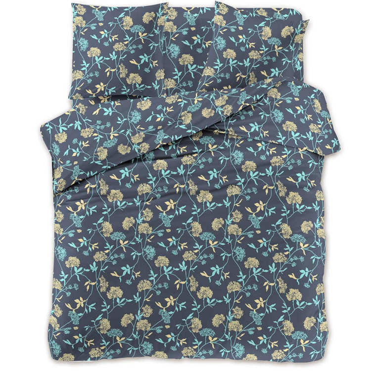 Pościel 200x220 bawełna satynowa 3D Cotton World gruba 3 części 2438 kwiaty