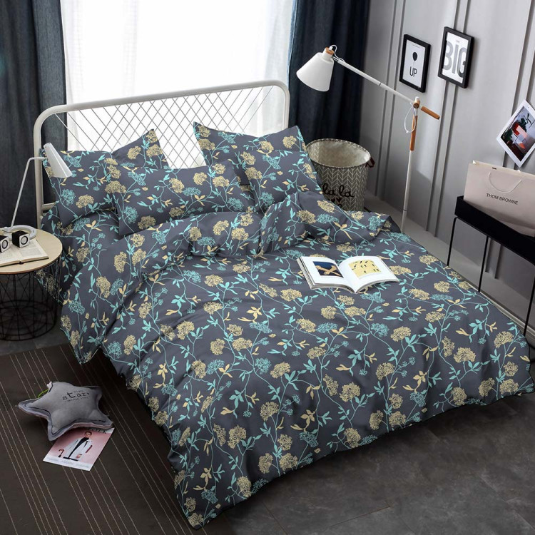 Pościel 200x220 bawełna satynowa 3D Cotton World gruba 3 części 2438 kwiaty