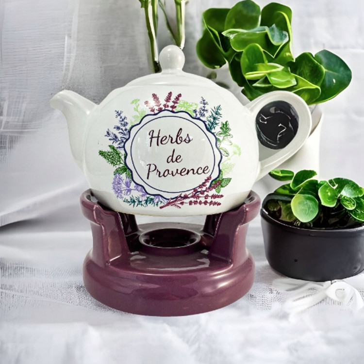 Czajnik 1L Dzbanek z podgrzewaczem zestaw z 2 kubkami Imbryk Herbs BL-T-45 Tragar