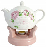 Czajnik 1L Dzbanek z podgrzewaczem zestaw Imbryk Flowers BL-T-39 Tragar