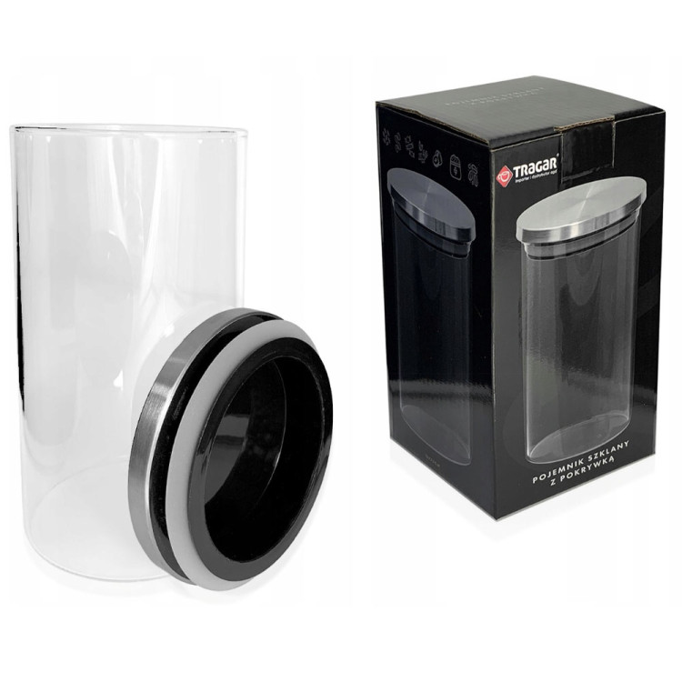 Pojemnik szklany do przechowywania żywności 1000 ml z pokrywką Tragar TR-003-B