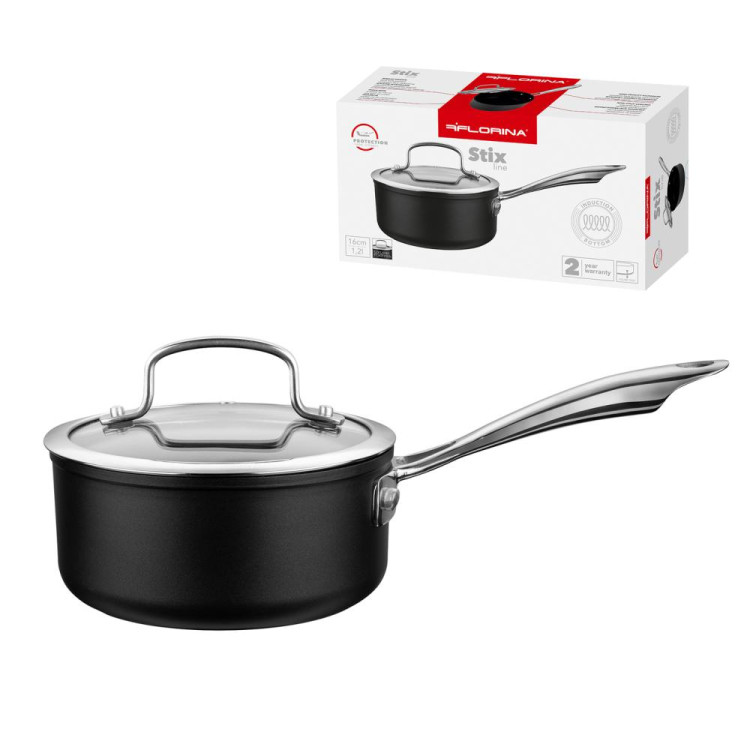 Rondel aluminiowy z pokrywką na indukcję i gaz Florina Stix 1,2l - 16cm