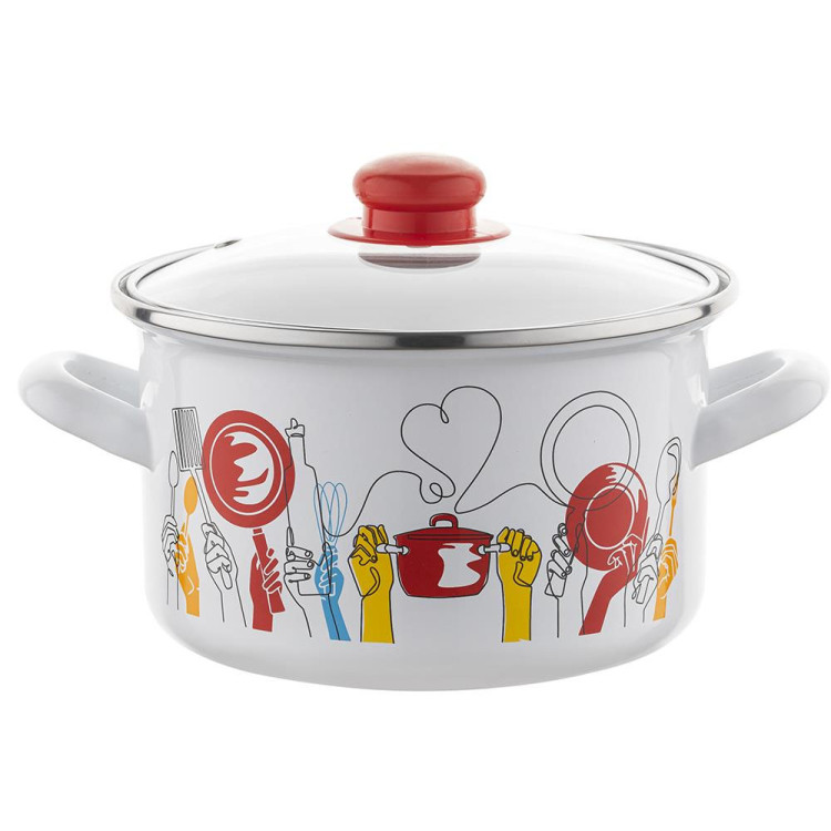 Garnek emaliowany 2,6 L prosty z pokrywką 18 cm Emalia Pleszew Pepito