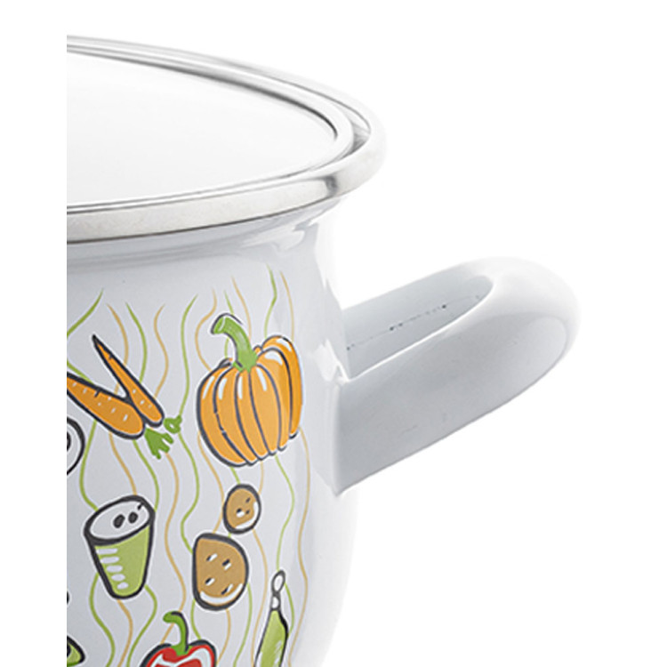 Garnek emaliowany 2,2 L z pokrywką 16cm Emalia Pleszew Pyza Lumino