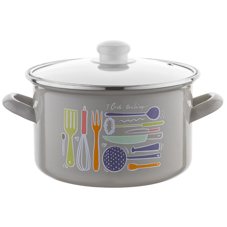 Garnek emaliowany 2.6 L prosty z pokrywką 18cm Emalia Pleszew Staffio