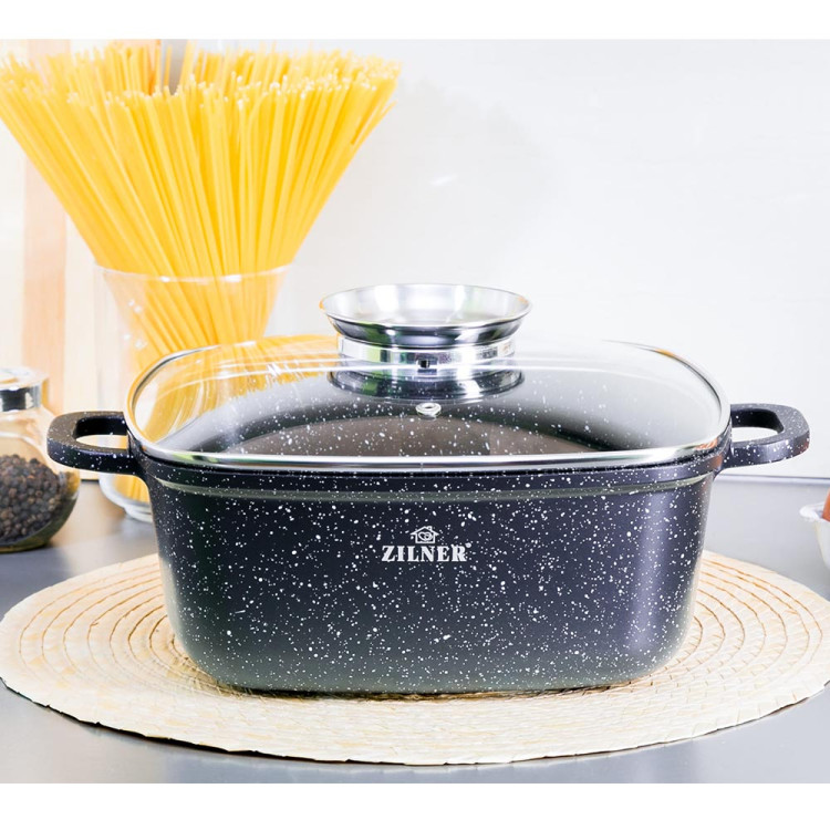 Garnek marmurowy z pokrywką Zilner ZL 9010 4.4L na indukcję 24 cm