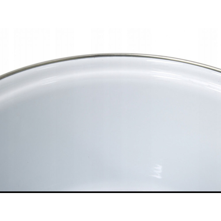Garnek emaliowany 5.2 L prosty z pokrywką 22 cm Meyerhoff biały w trójkąty