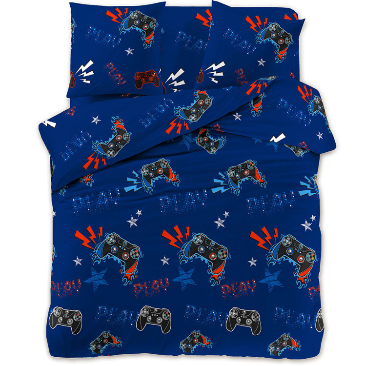 Pościel 140x200 młodzieżowa bawełna satynowa 3D Cotton World gruba 3 części 1880 gamer