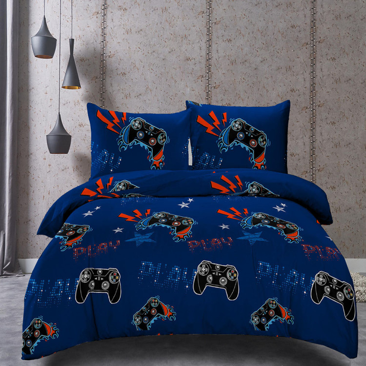 Pościel 140x200 młodzieżowa bawełna satynowa 3D Cotton World gruba 3 części 1880 gamer