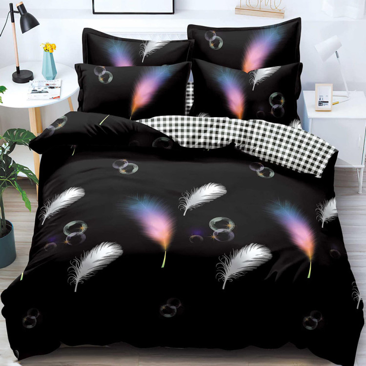 Pościel 200x220 dwustronna bawełna satynowa 3D Cotton World gruba 3 części 810 pióra