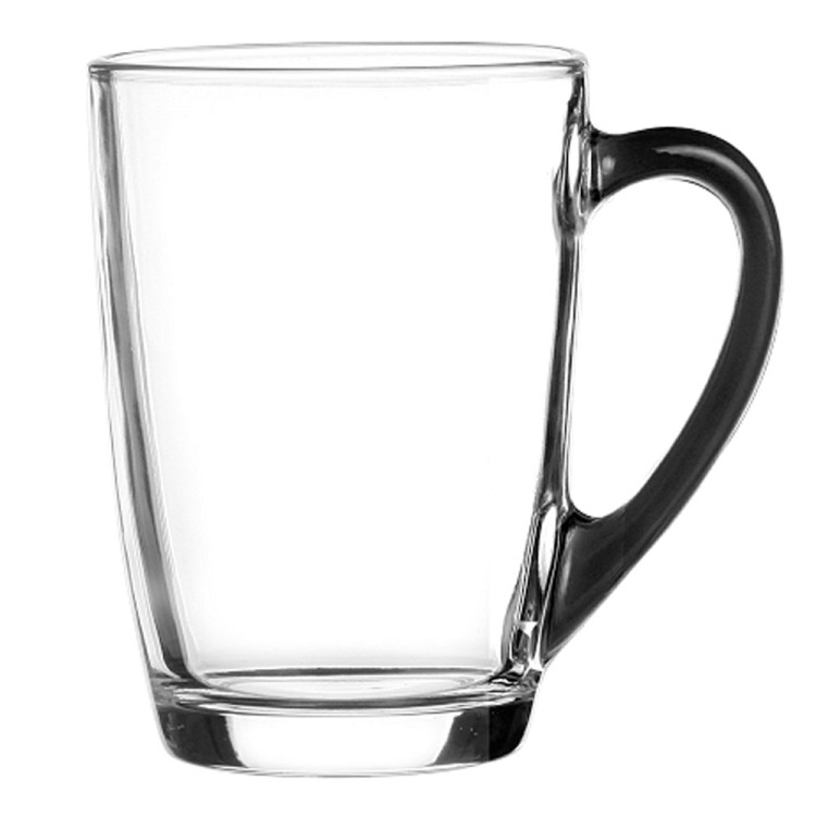 Szklanki z czarnym uchem 300 ml Glasmark Ala do herbaty kawy latte macchiato komplet 6 sztuk