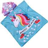 Ręcznik plażowy dla dzieci 60x120 cm Cotton World poncho z kapturem chłonna mikrofibra jednorożec PD 100-B (4)