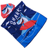 Ręcznik plażowy dla dzieci 60x120 cm Cotton World poncho z kapturem chłonna mikrofibra rekin PD 100-B (9)