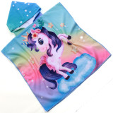 Ręcznik plażowy dla dzieci 60x120 cm Cotton World poncho z kapturem chłonna mikrofibra jednorożec PD 100-B (13)