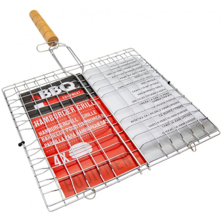 Ruszt do grilla stalowy 22x22 cm ENG 5990 z drewnianą rączką