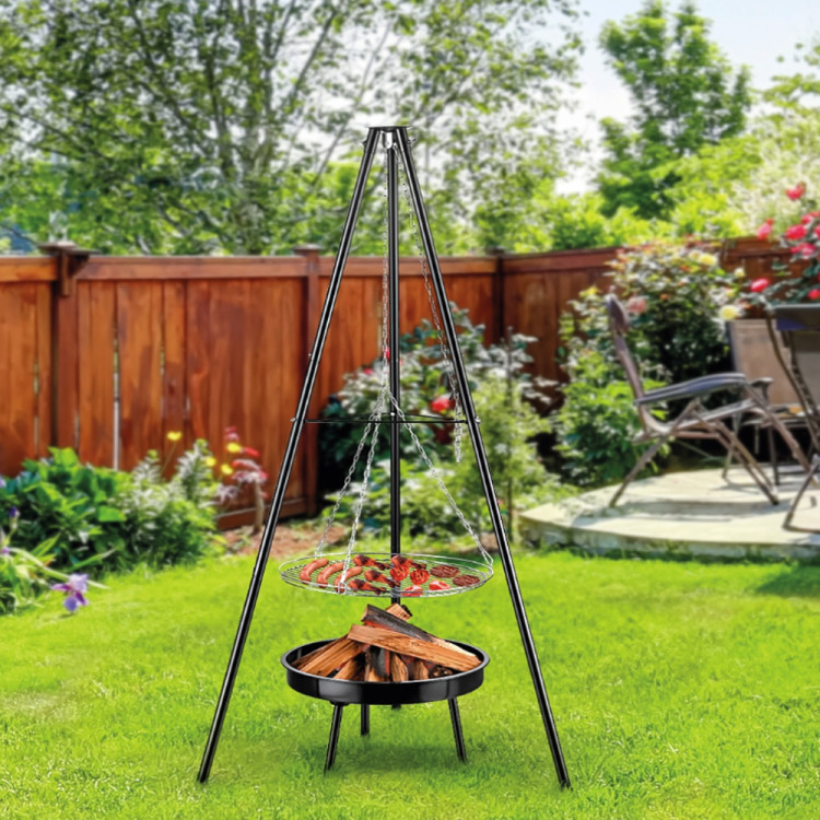 Grill wiszący na trójnogu z paleniskiem Tragar 1155 ruszt 39 cm ogrodowy