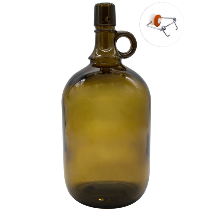 Galon 2L na wino szklana butelka oliwkowa z klipsem Tragar 39146