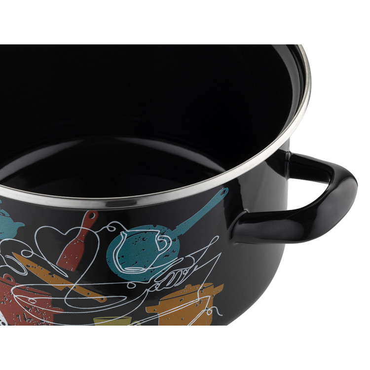 Garnek emaliowany 2,6 L prosty z pokrywką 18 cm Emalia Pleczew Malena