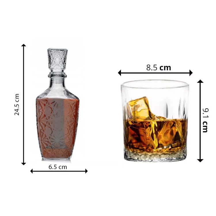 Zestaw do whisky karafka szklana 1000 ml + 6 grubych szklanek 280 ml
