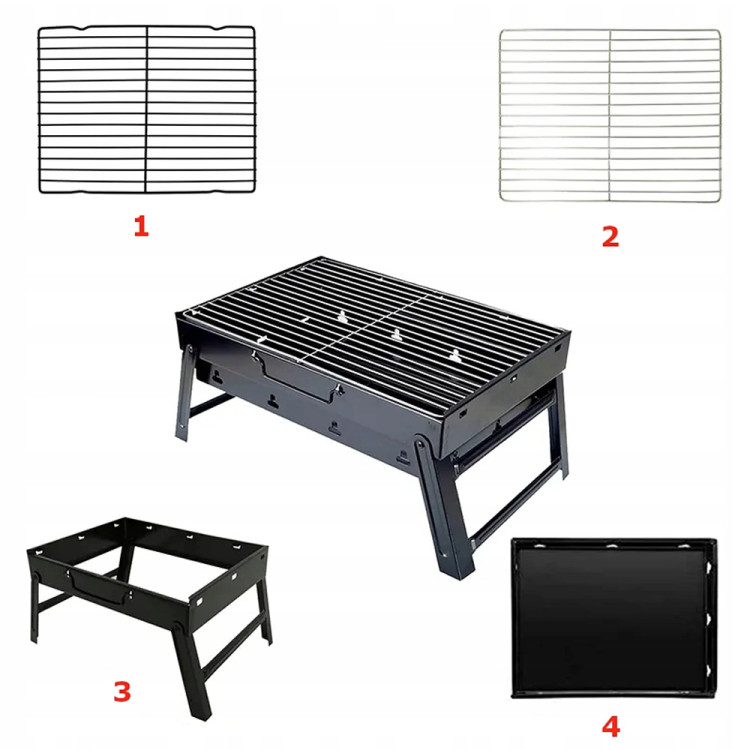 Grill turystyczny przenośny Elitehoff E-6255 czarny składany walizka
