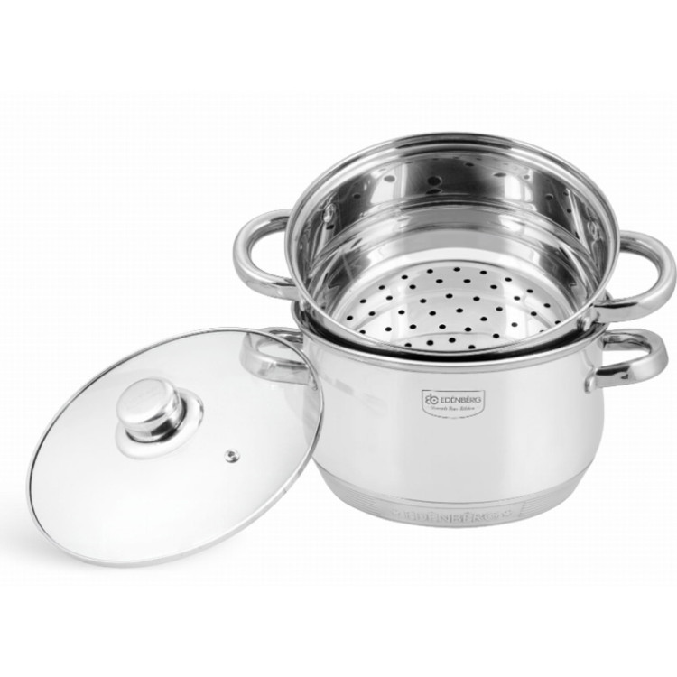 Garnek do gotowania na parze jednopoziomowy 2.9 l Edenberg EB 8901 Parowar stalowy 18 cm