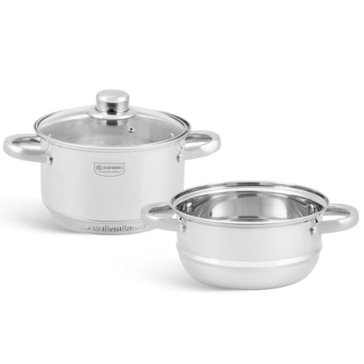 Garnek do gotowania na parze jednopoziomowy 2.9 l Edenberg EB 8901 Parowar stalowy 18 cm