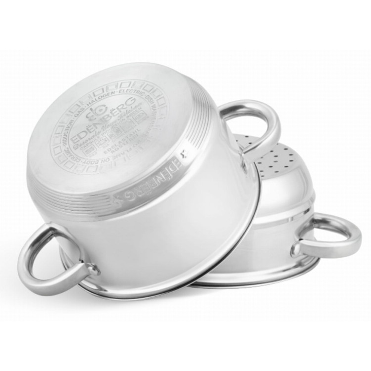 Garnek do gotowania na parze jednopoziomowy 2.9 l Edenberg EB 8901 Parowar stalowy 18 cm