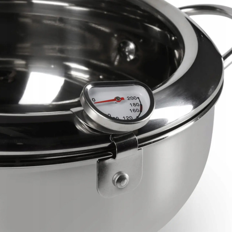 Garnek stalowy 3.4 l do smażenia w głębokim tłuszczu z termometrem Elitehoff E-4019