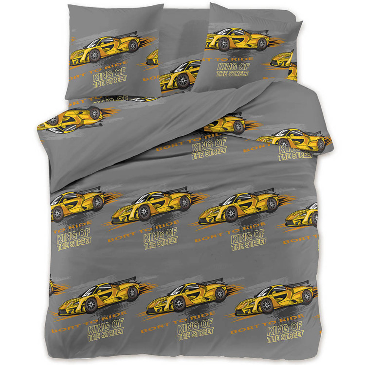 Pościel 160x200 dla dzieci bawełna satynowa 3D Cotton World gruba 3 części 2512 samochód wyścigowy