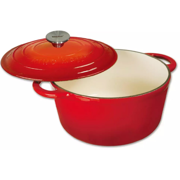 Garnek z pokrywą żeliwny 24cm 4L czerwony KH-1529 KingHoff