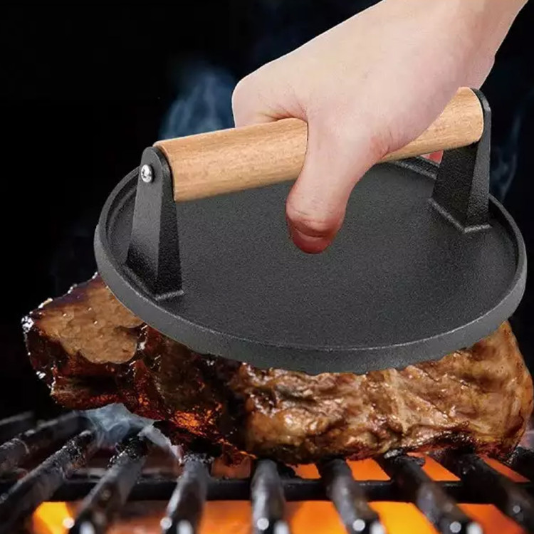 Praska żeliwna do mięsa 17.8 cm okragła gładka Kinghoff KH-1759