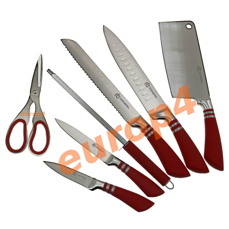 Noże stalowe Edenberg EB 907 kuchenne stojak zestaw metal CZERWONE Noże stalowe Edenberg EB 907 kuchenne stojak zestaw metal CZERWONE