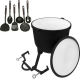 Kociołek żeliwny emaliowany Odlewnia GierekHoff GH 6005M garnek myśliwski 5 litrów na pieczonki prażonki przybory gratis