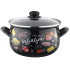 Garnek emaliowany czarny z pokrywką 18 cm Emalia Pleszew Pyza Lasagna
