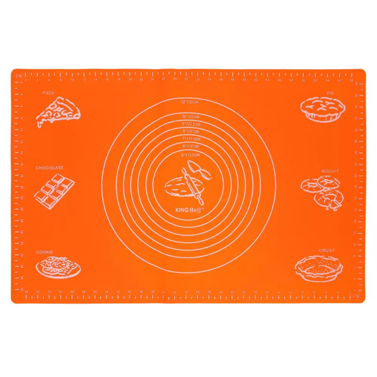 Stolnica silikonowa XXL z miarką mata 60x45 cm pomarańcz KH-4659