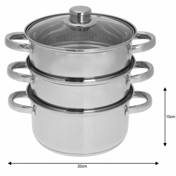 Garnek do gotowania na parze 3.1 l  parowar 20 cm stalowy 4 elementy  Kinghoff KH 3321