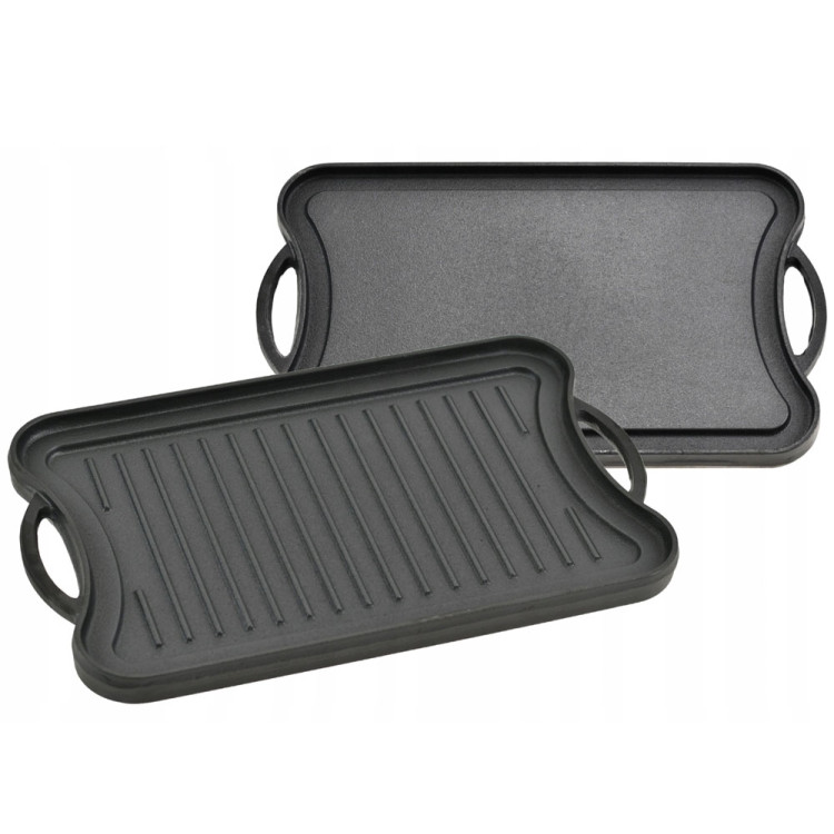 Płyta żeliwna grillowa na ognisko 42x26 cm Krisberg KR 2569 dwustronna patelnia na ruszt