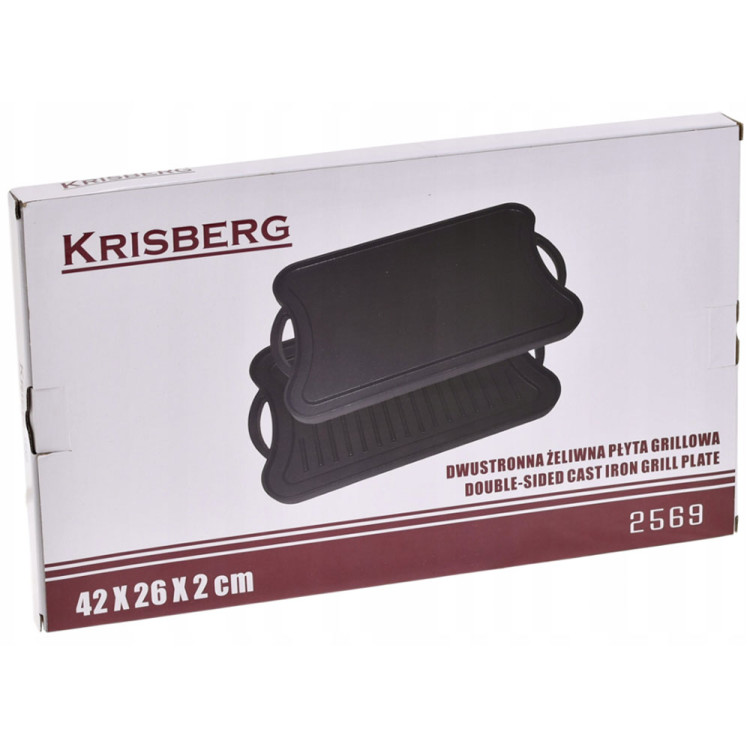 Płyta żeliwna grillowa na ognisko 42x26 cm Krisberg KR 2569 dwustronna patelnia na ruszt