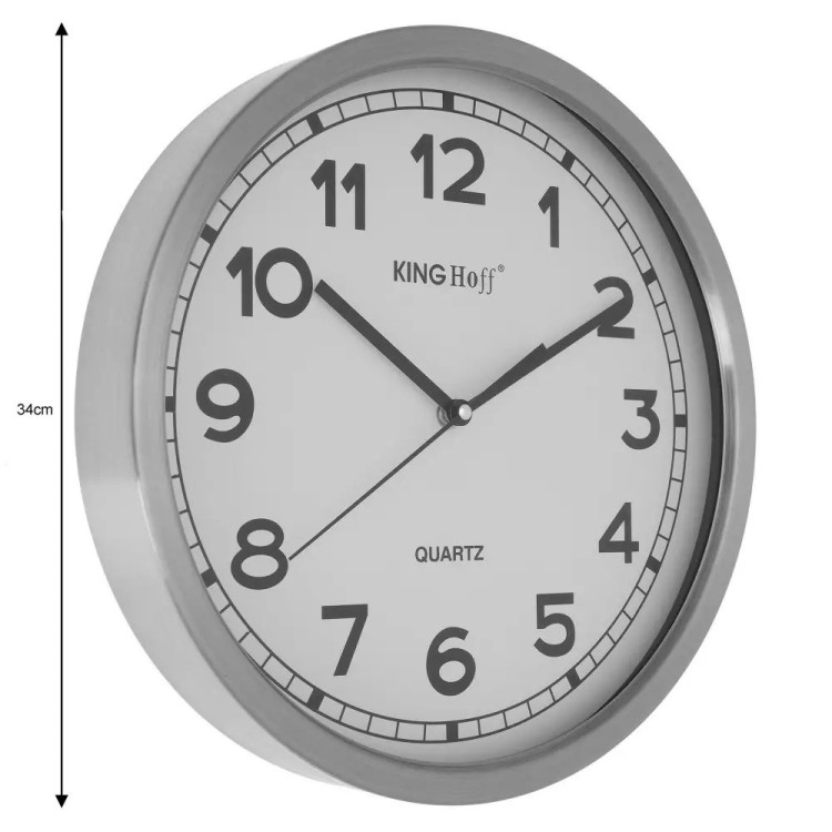 Zegar ścienny okrągły Kinghoff KH-5026 cichy nowoczesny 34cm