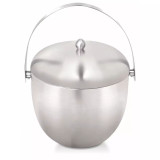 Pojemnik do lodu 1.75 l stalowy cooler na lód Kinghoff KH 1492 zestaw ze szczypcami i uchwytem