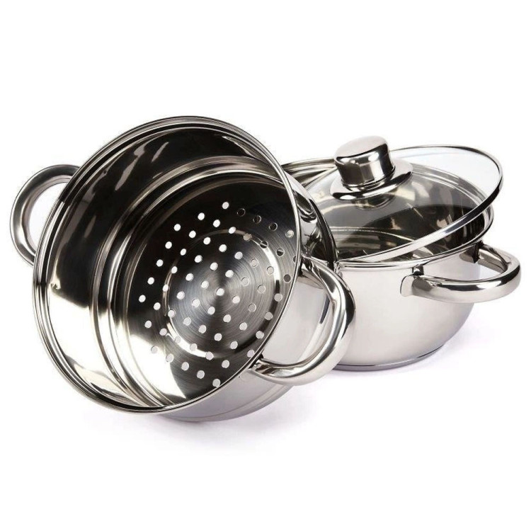 Garnek do gotowania na parze 2.5 l  parowar 18 cm stalowy 3 elementy Florina Divapore
