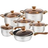 Garnki stalowe Kinghoff KH 1768 zestaw 12 elementowy z patelnią głęboką i rondlem na indukcję