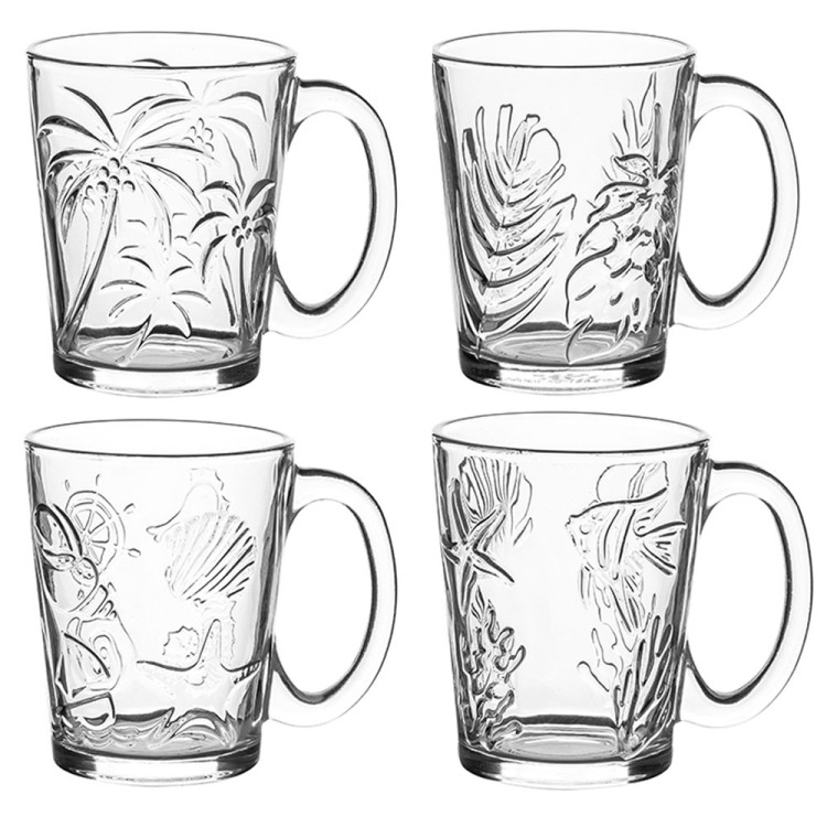 Kubek szklany 300 ml zestaw 8 szklanek Florina Madeira letnie wzory