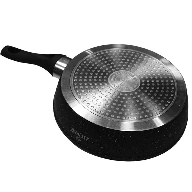 Patelnia marmurowa 22 cm Zilner ZL 7705 czarna głęboka 1.6 lindukcja gaz